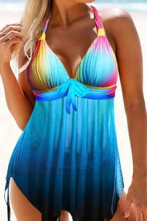 Abstract Print  On-trend Swimdress Bow Tankini