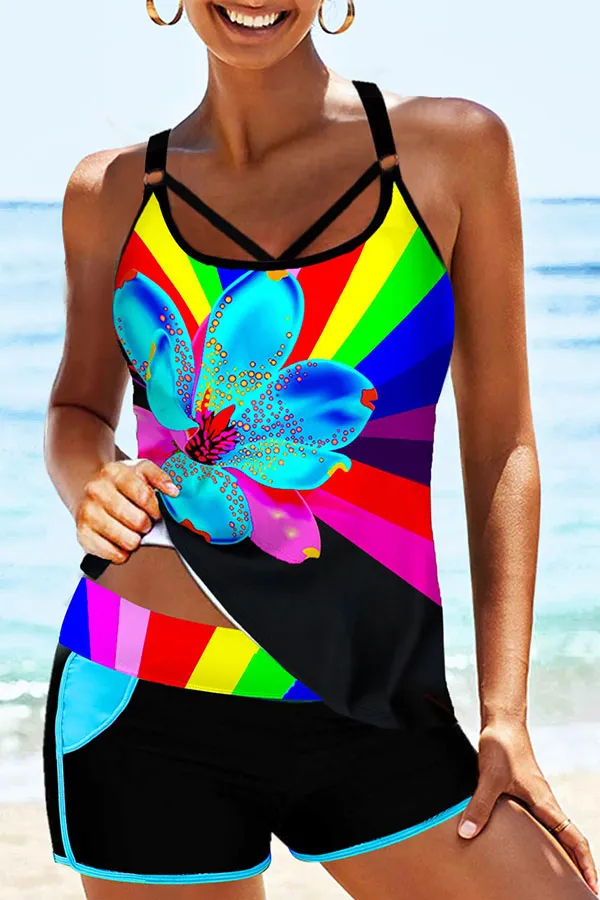 Abstract Print On-trend Tankini
