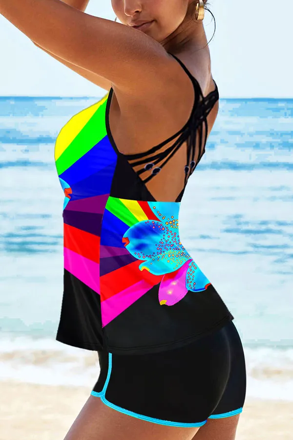Abstract Print On-trend Tankini