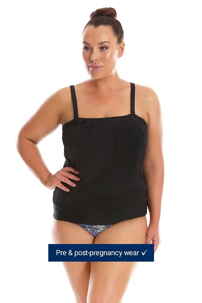 Acapulco Flouncy Maternity Black Bandeau Tankini Top