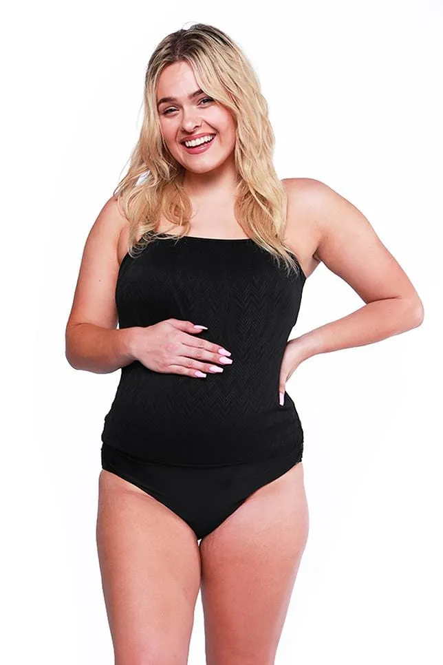 Acapulco Flouncy Maternity Black Bandeau Tankini Top