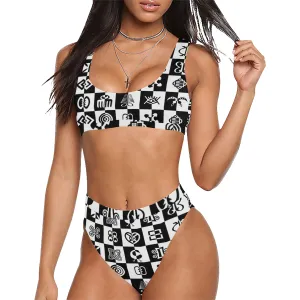 Adinkra CHECCMATE Sport Top & High-Waisted Bikini Swimsuit