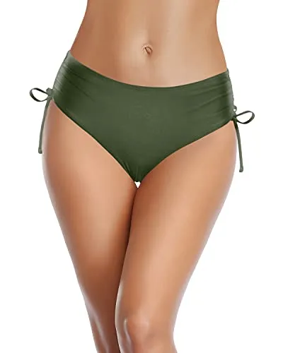 Adjustable Side Tie String Bikini Bottom For Women-Army Green