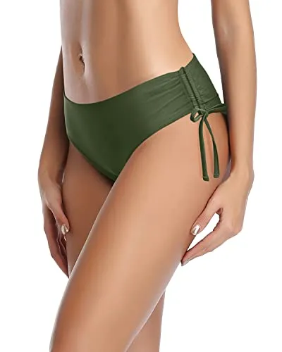 Adjustable Side Tie String Bikini Bottom For Women-Army Green