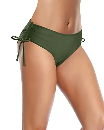 Adjustable Side Tie String Bikini Bottom For Women-Army Green
