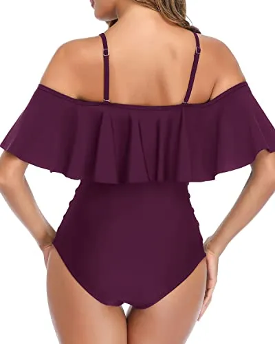 Adjustable Straps Push Up Padded Cup Swimsuits For Women-Maroon