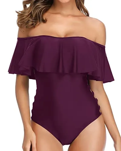 Adjustable Straps Push Up Padded Cup Swimsuits For Women-Maroon