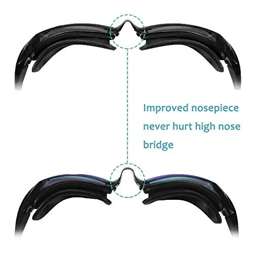 aegend No Leaking Swim Goggles, with 2 Pack Long Hair Swim Caps (Black   Blue)