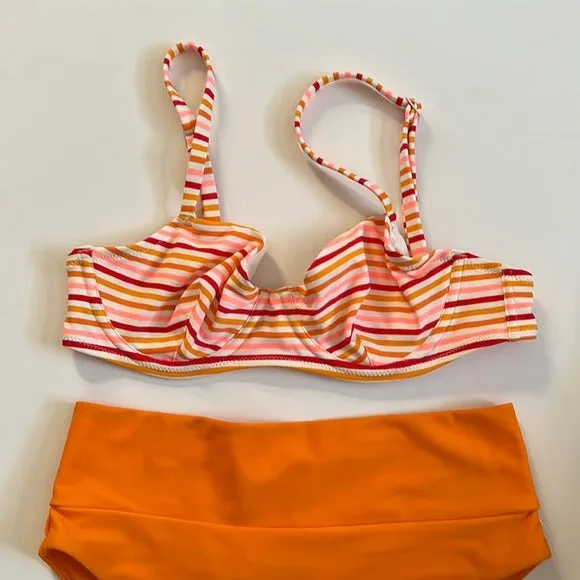 Aerie Inspired Vintage High-waisted Two-piece Swimsuit