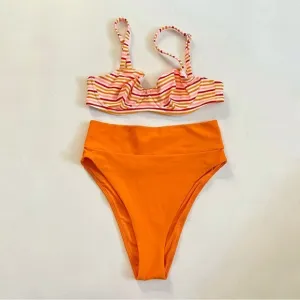 Aerie Inspired Vintage High-waisted Two-piece Swimsuit