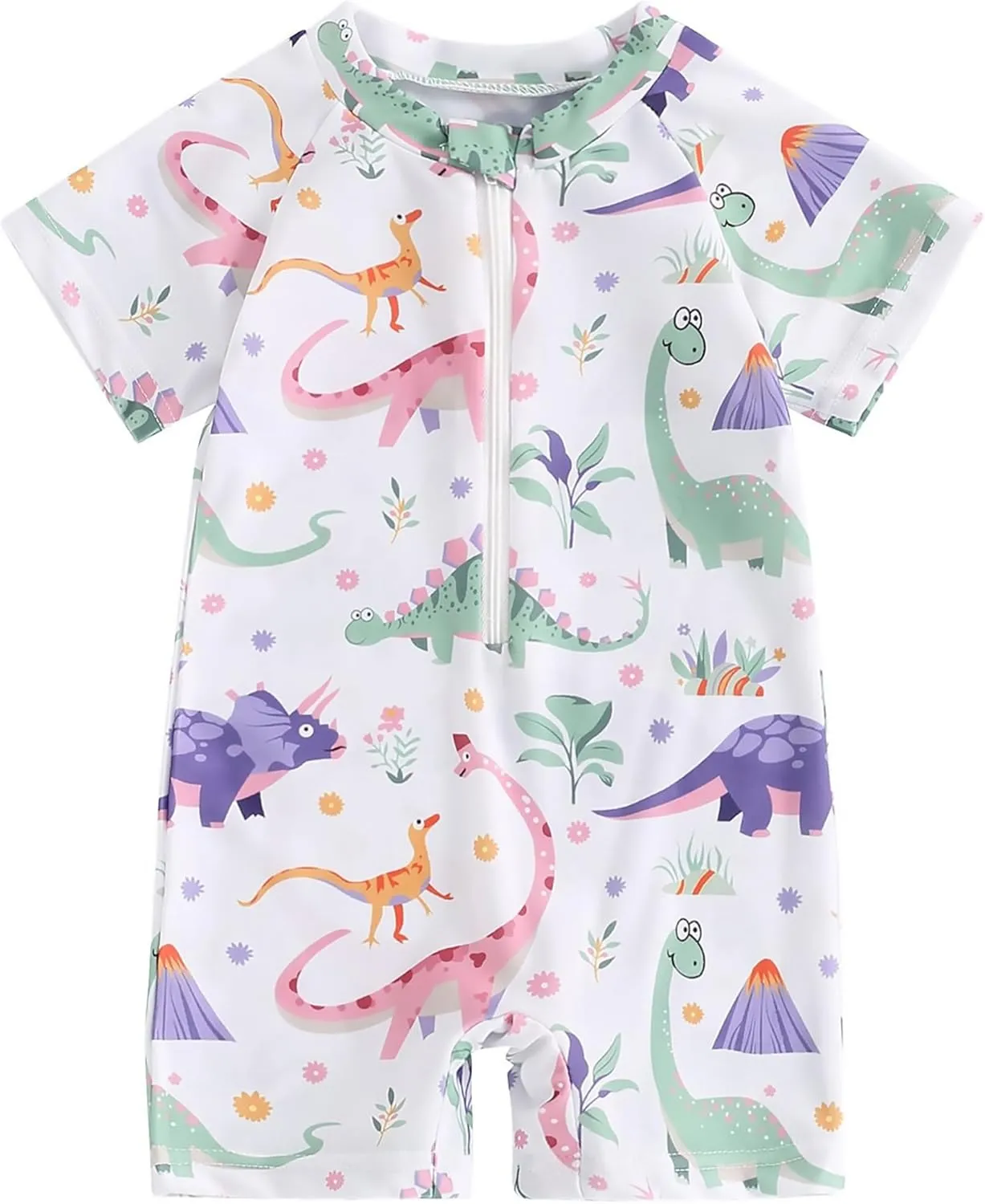 AIWUHE Toddler Girls Swimsuit One Piece Rash Guard Swimwear Short Sleeve Zipper Bathing Suit UPF 50  Sunsuit 6 Months-3 Years