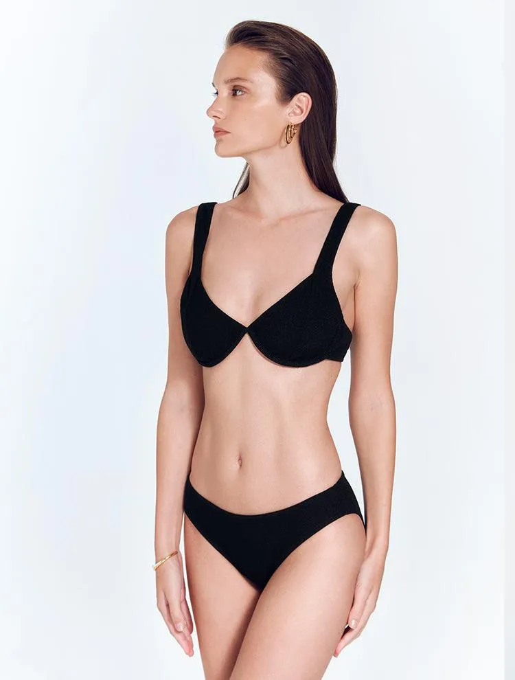 Alexa Shiny Black Bikini Top