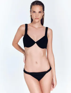 Alexa Shiny Black Bikini Top