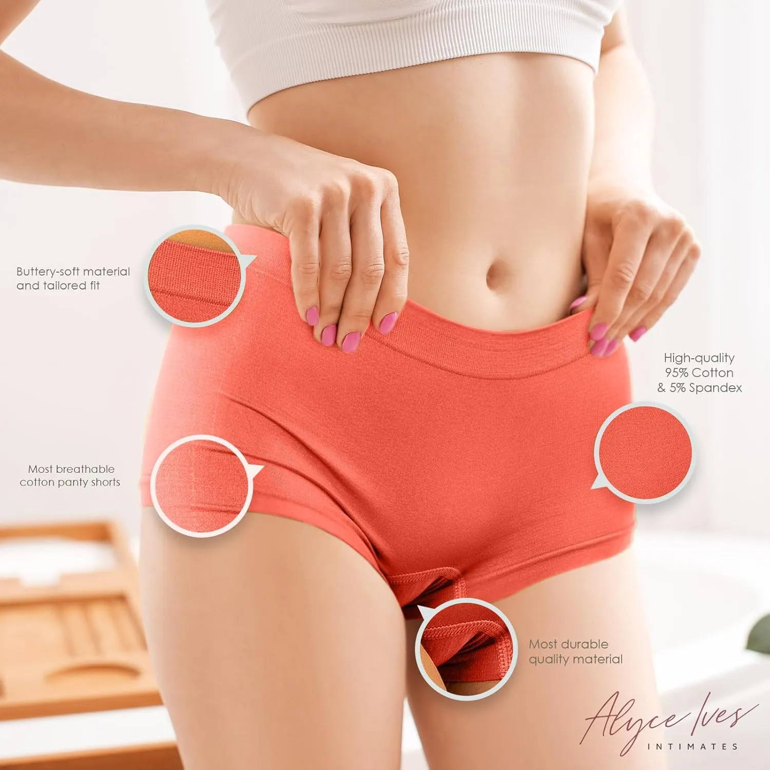 Alyce Ives Womens Seamless Boy Short Panties, Boyshort Boxer Briefs-12 Pack