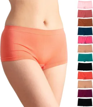 Alyce Ives Womens Seamless Boy Short Panties, Boyshort Boxer Briefs-12 Pack