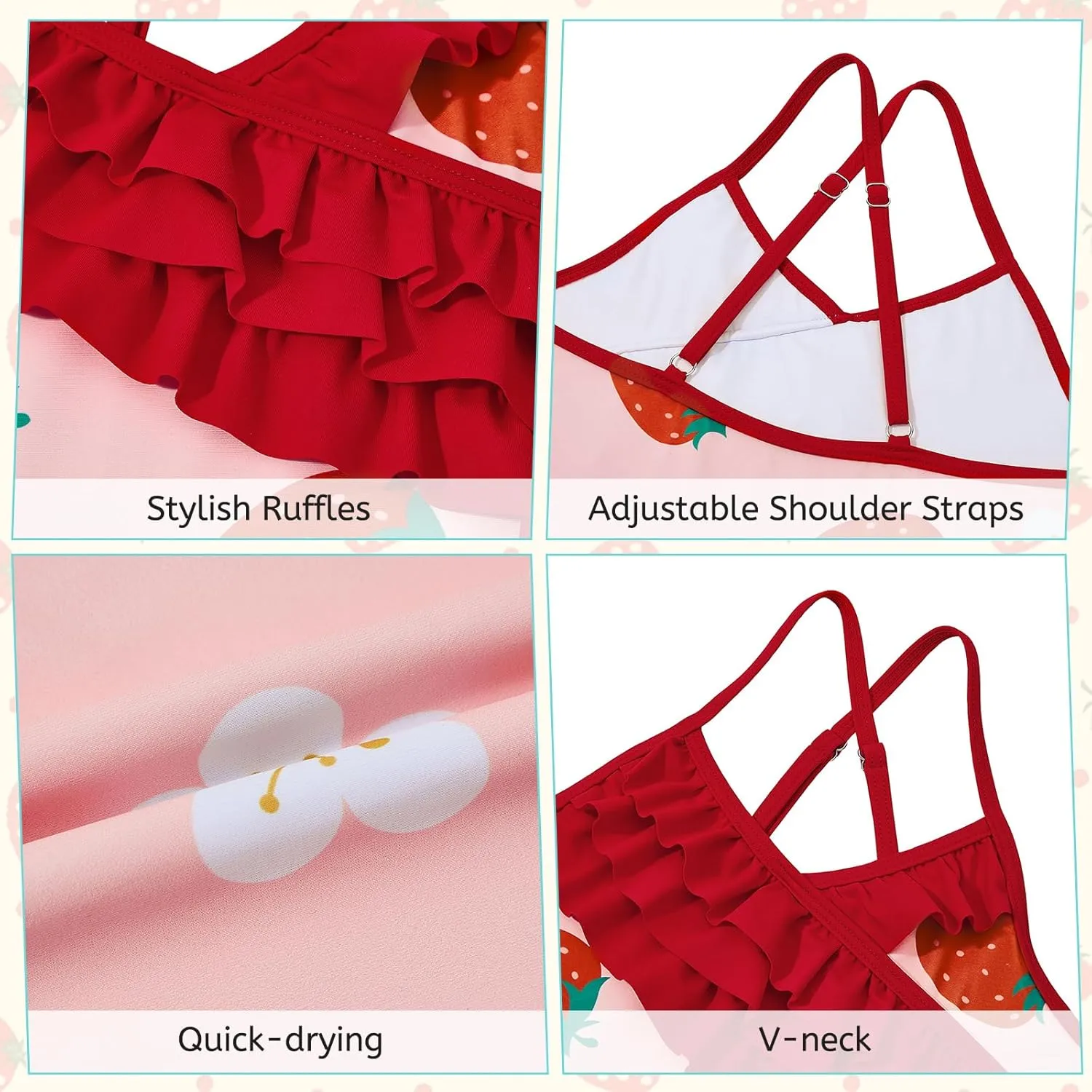 American Trends Girls One Piece Swimsuits Ruffle Beach Bathing Suits for Girls' One-Piece Swimwear