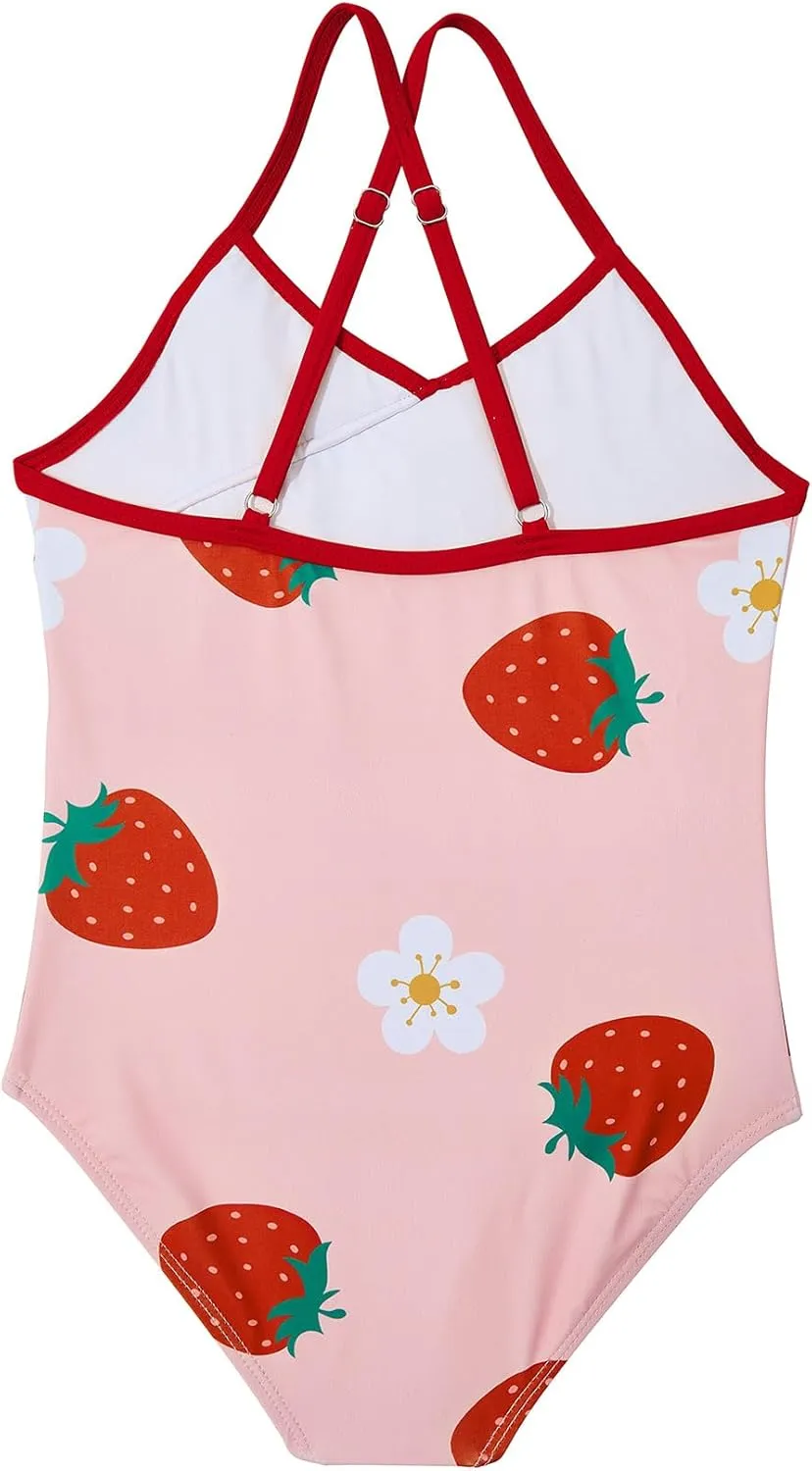 American Trends Girls One Piece Swimsuits Ruffle Beach Bathing Suits for Girls' One-Piece Swimwear