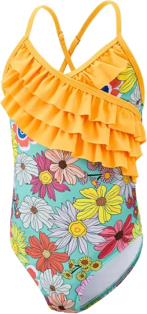 American Trends Girls One Piece Swimsuits Ruffle Beach Bathing Suits for Girls' One-Piece Swimwear