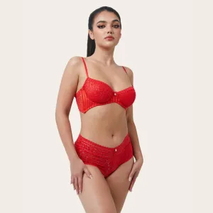 AMINA Floral Lace Sweet Love Red Boyshorts