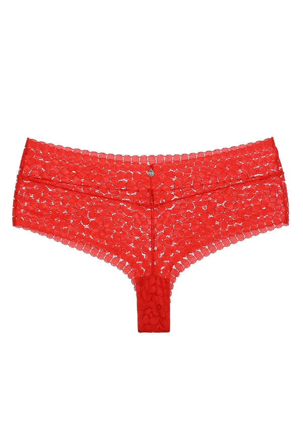 AMINA Floral Lace Sweet Love Red Boyshorts