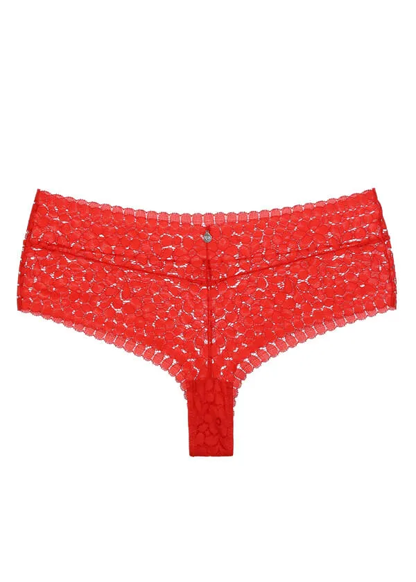 AMINA Floral Lace Sweet Love Red Boyshorts