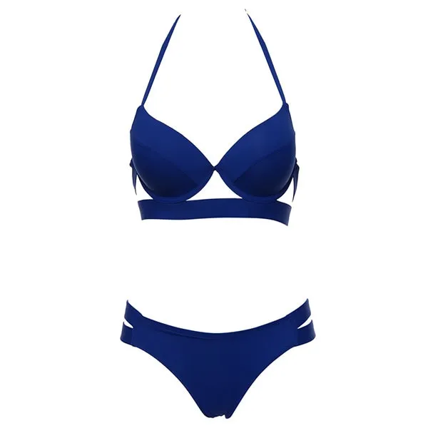 Andzhelika Bikinis Women Bandage Swimsuit Bikini 2021 Sexy Push Up Swimwear Low Waist Bathing Suit Halter Bikinis Suit Swim