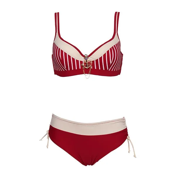 Andzhelika Sexy Striped Bikinis Women Swimsuit Patchwork Large Cup Bikini Set Push Up Swimwear Beach Plus Size Bathing Suit