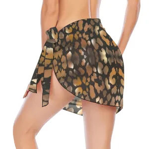 Animal Print Short Chiffon Sarong Wrap up to 5 XL (FWS)