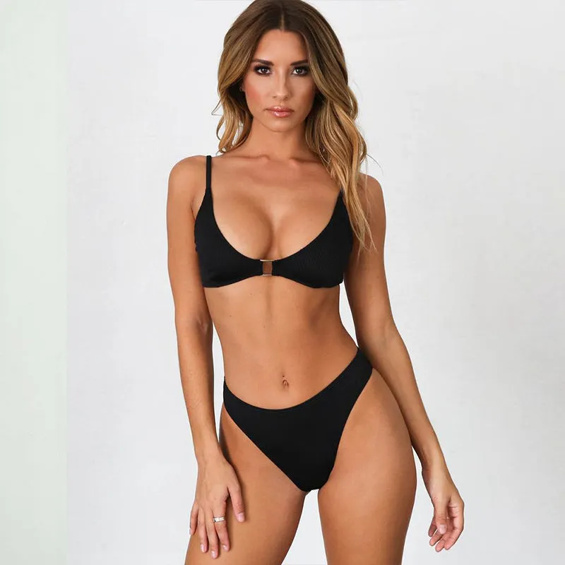 Animal Print Sling Mid Rise Thong Bottom Bikinis
