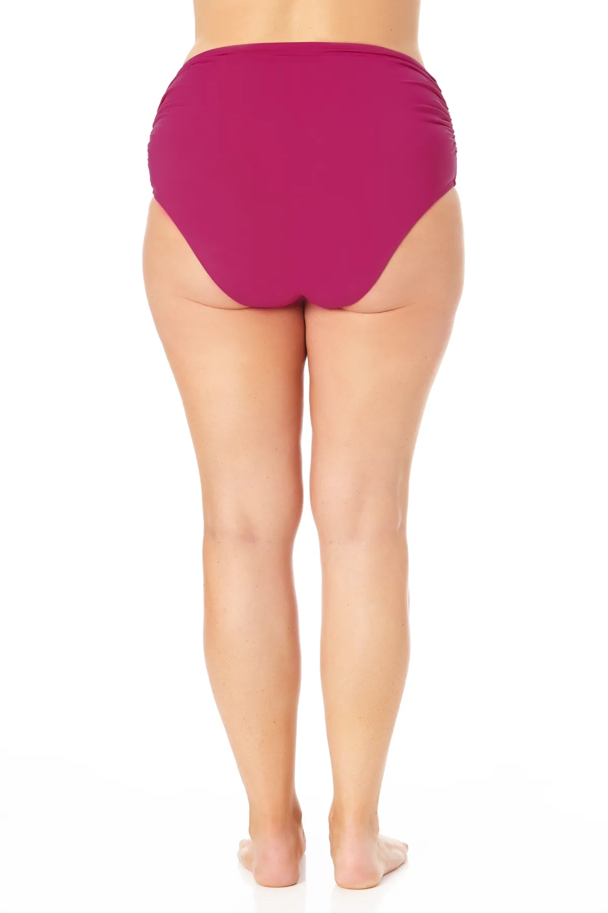 Anne Cole Plus - Convertible High Waist Shirred Swim Bottom