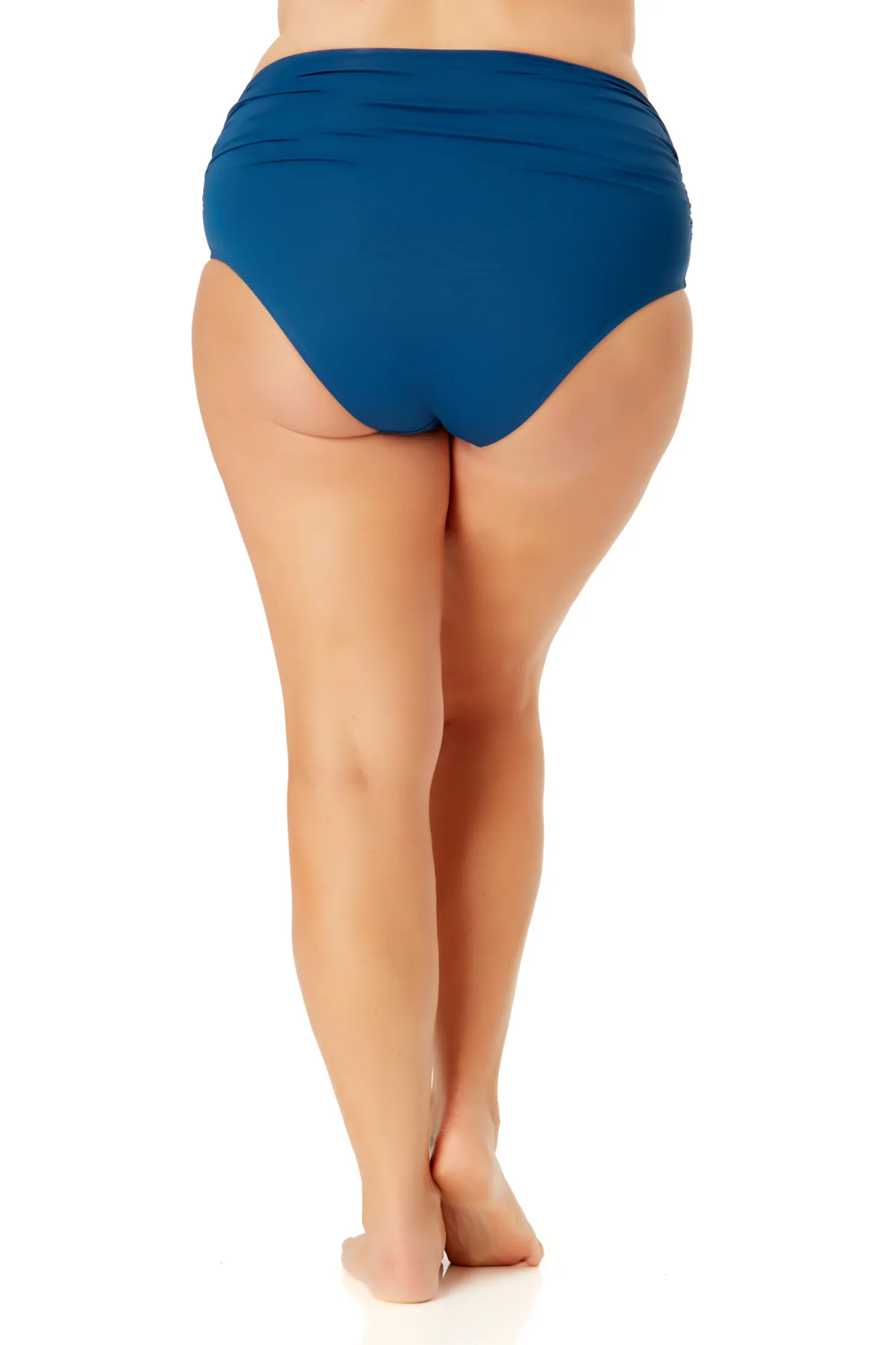 Anne Cole Plus - Convertible High Waist Shirred Swim Bottom