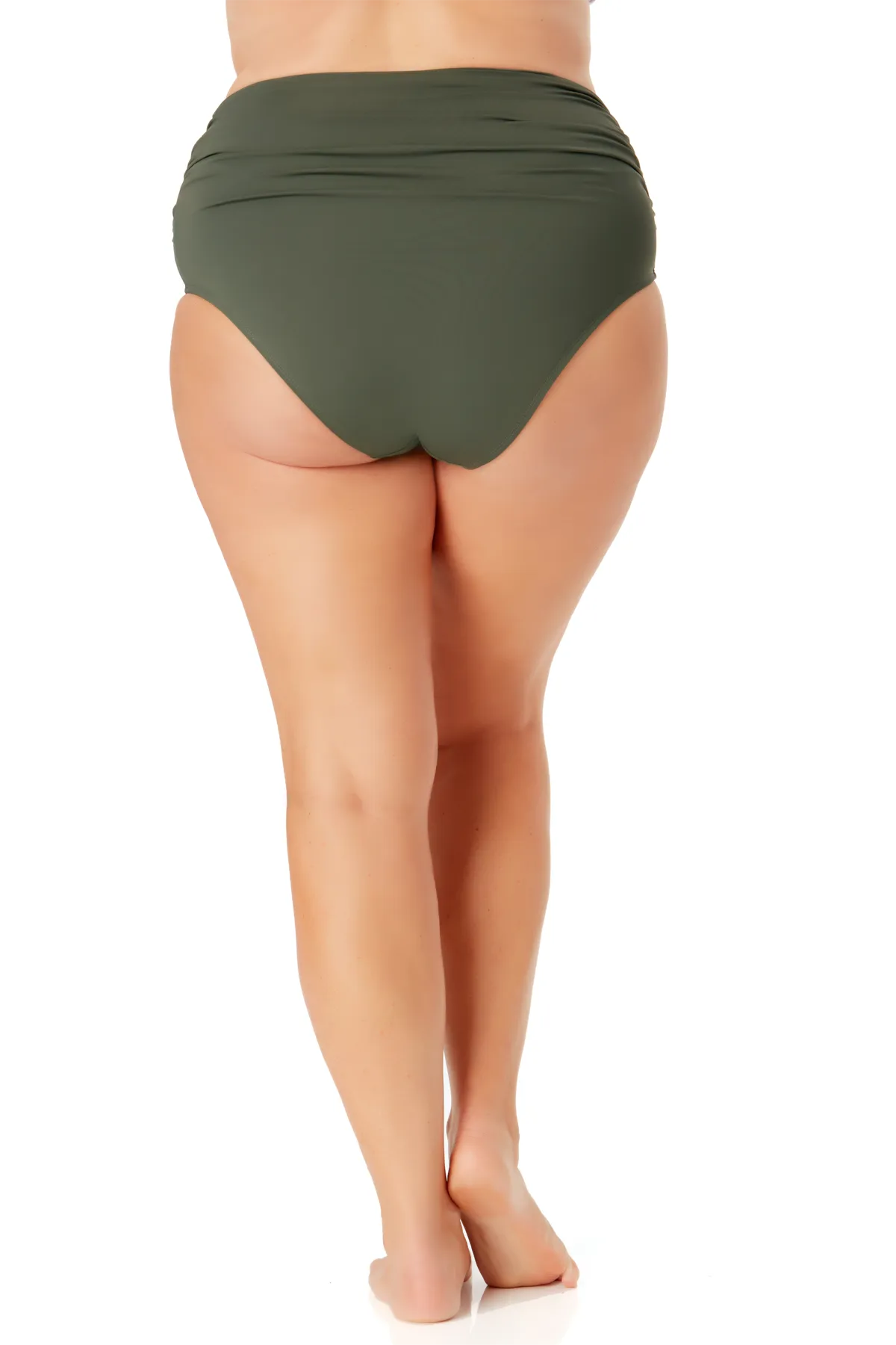 Anne Cole Plus - Convertible High Waist Shirred Swim Bottom