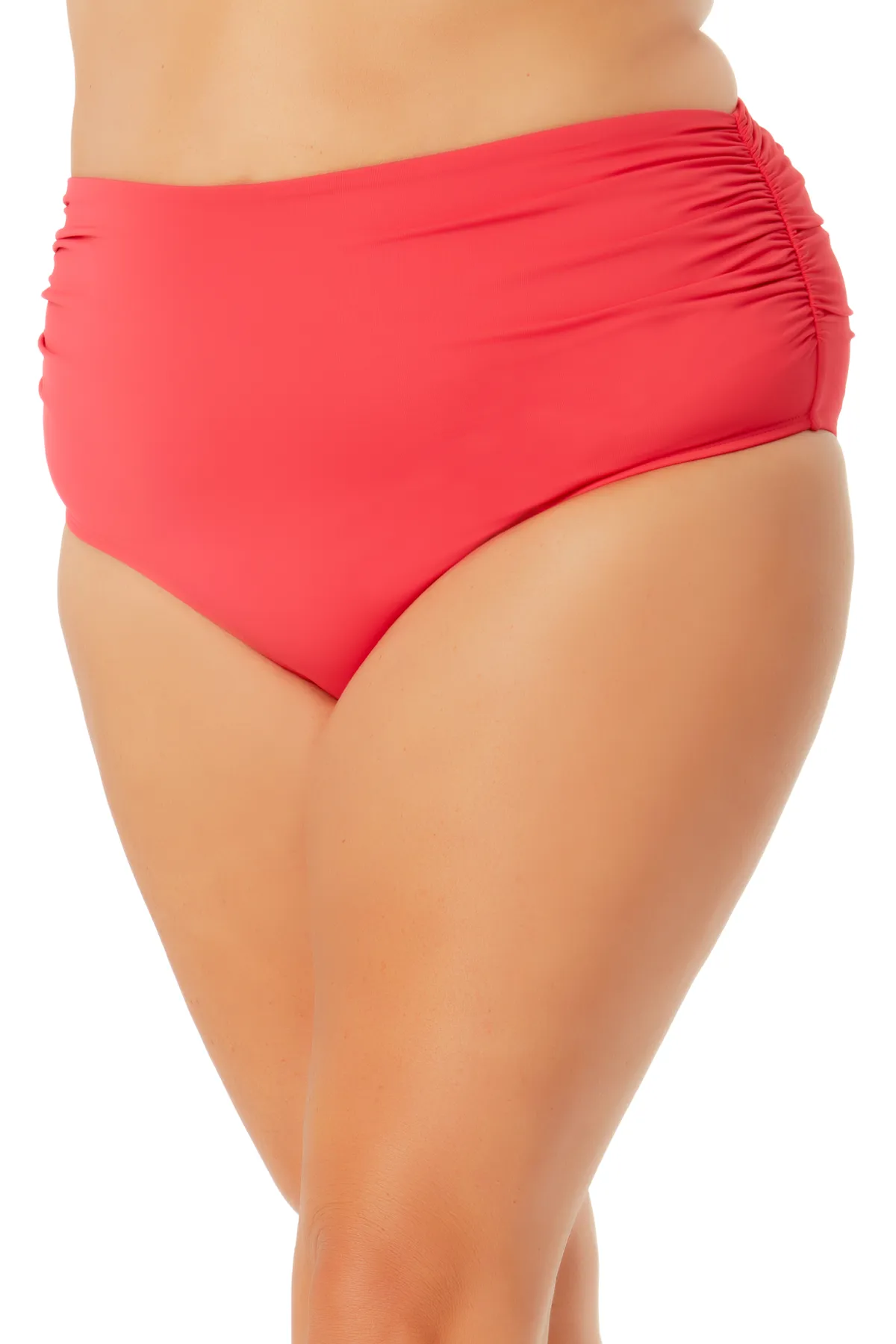 Anne Cole Plus - Convertible High Waist Shirred Swim Bottom