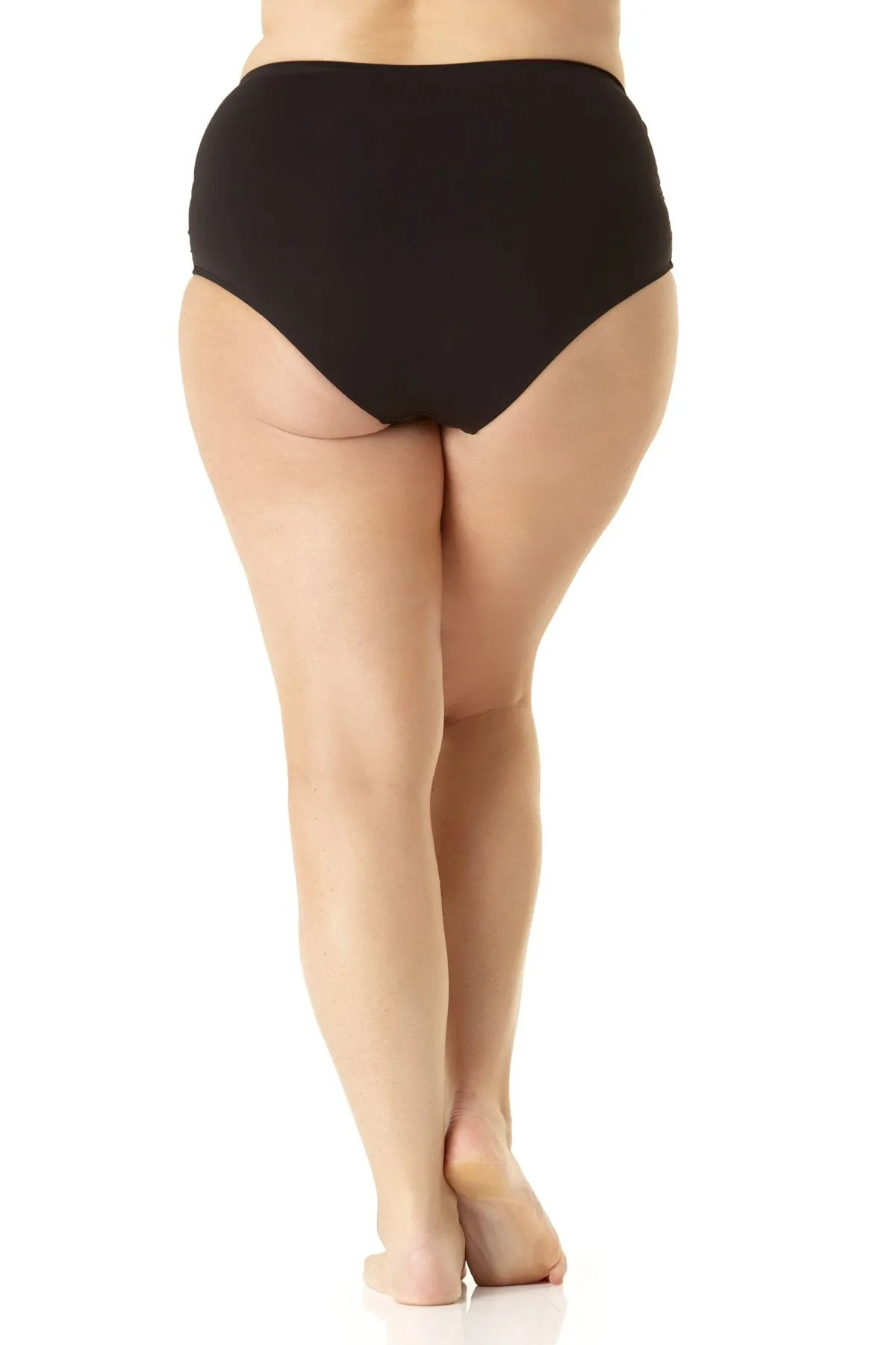 Anne Cole Plus - Convertible High Waist Shirred Swim Bottom