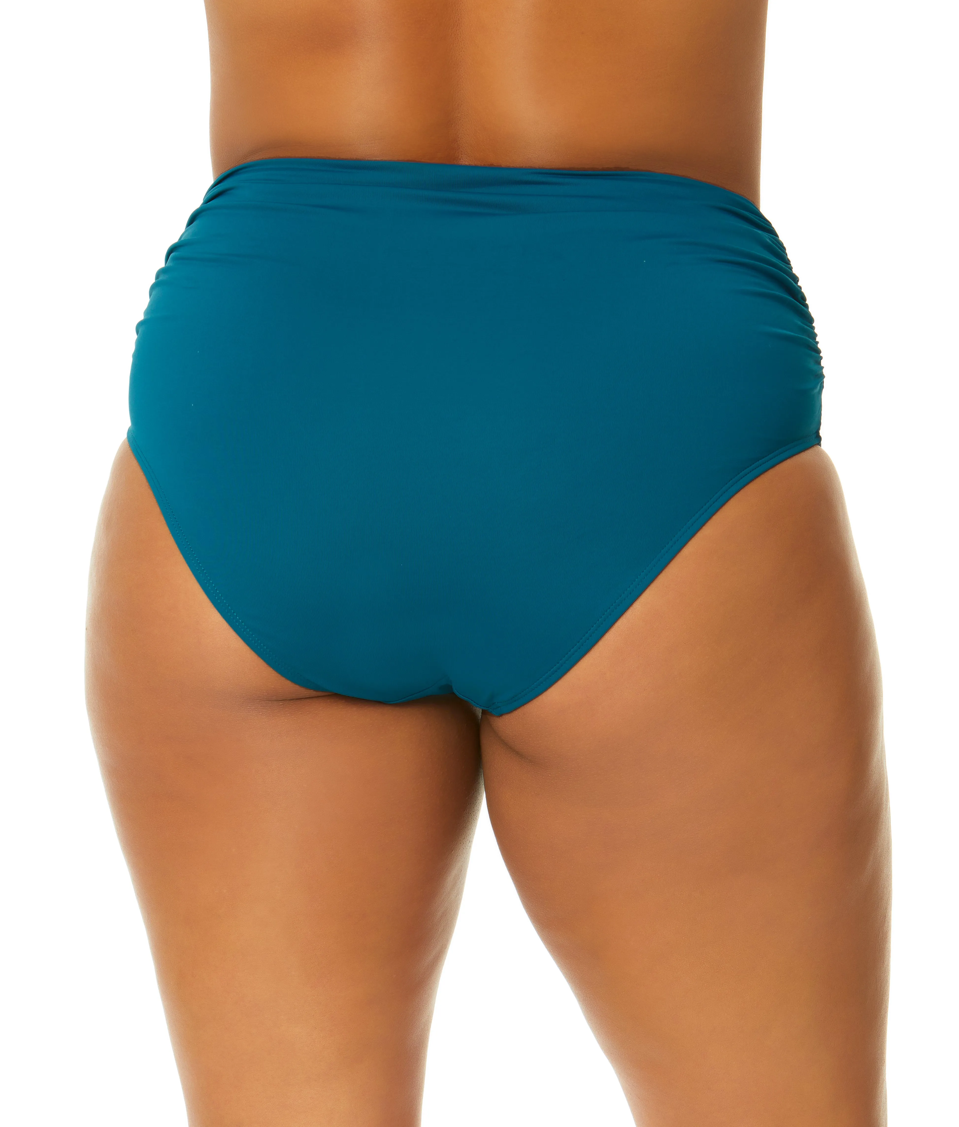 Anne Cole Plus - Convertible High Waist Shirred Swim Bottom