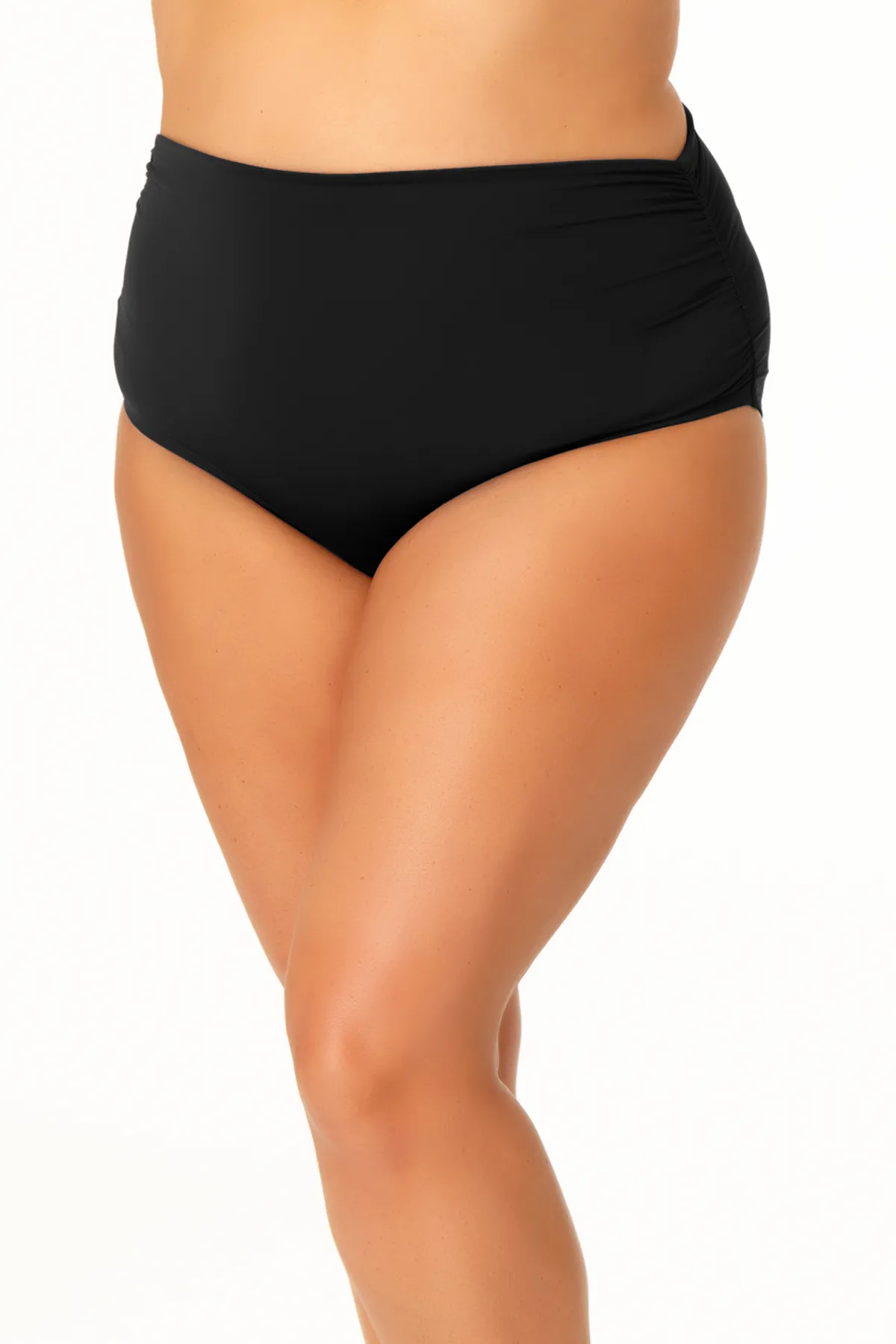 Anne Cole Plus - Convertible High Waist Shirred Swim Bottom