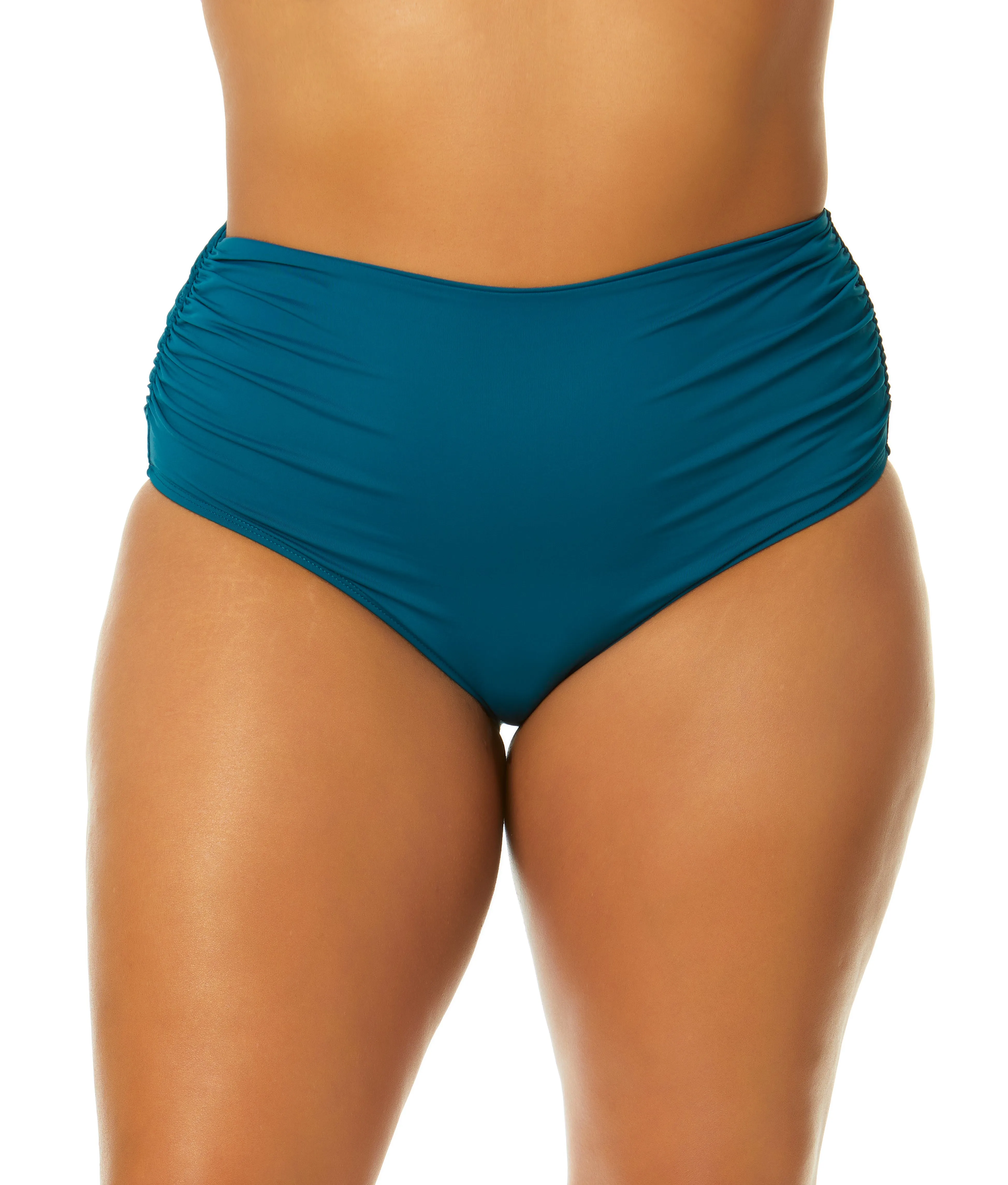Anne Cole Plus - Convertible High Waist Shirred Swim Bottom