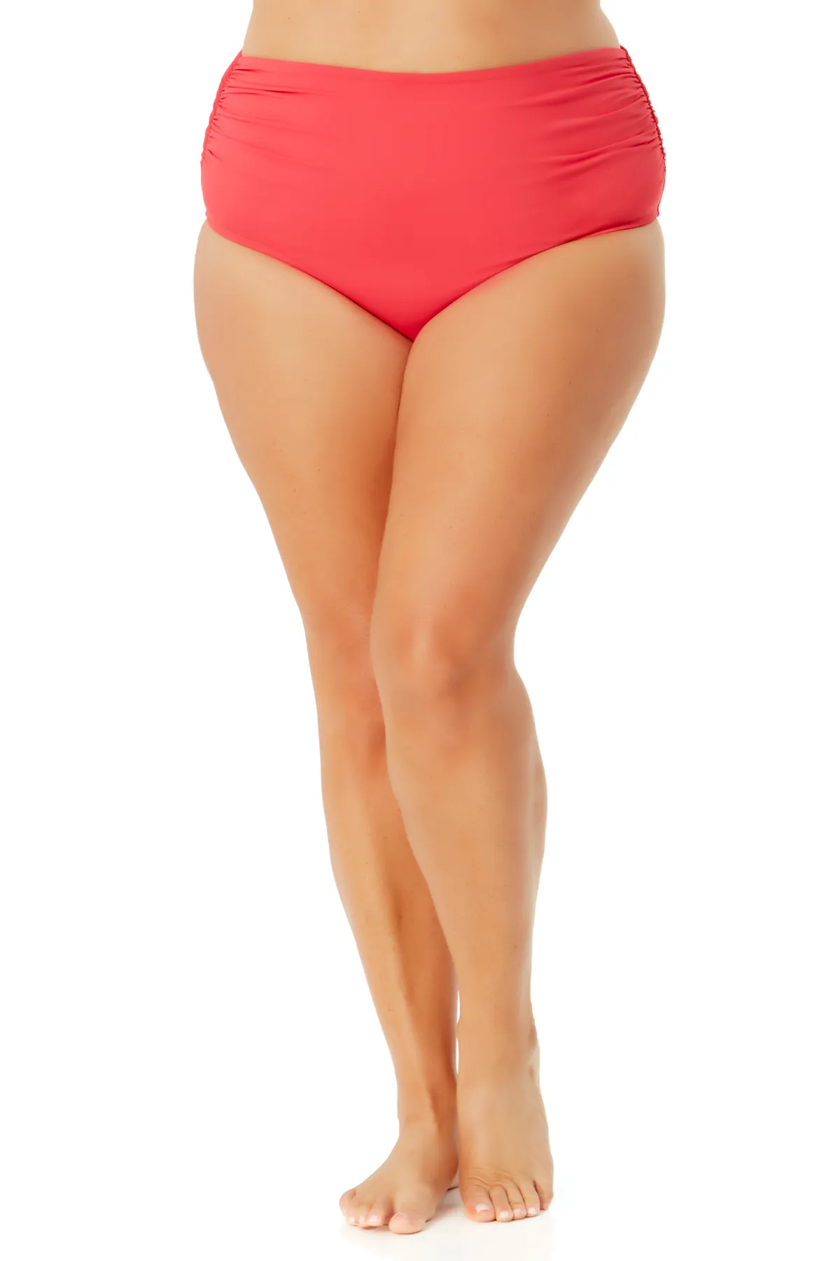 Anne Cole Plus - Convertible High Waist Shirred Swim Bottom