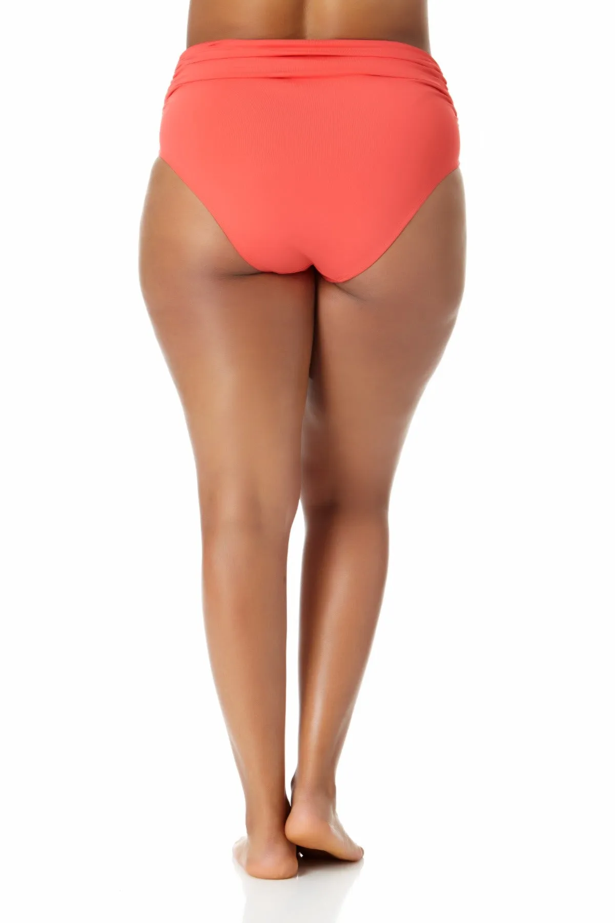 Anne Cole Plus - Convertible High Waist Shirred Swim Bottom