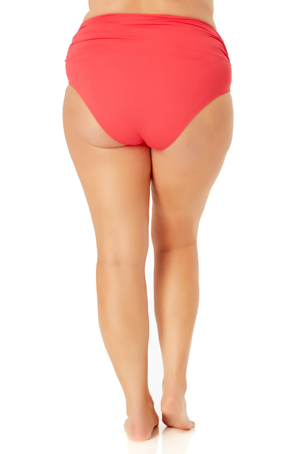 Anne Cole Plus - Convertible High Waist Shirred Swim Bottom