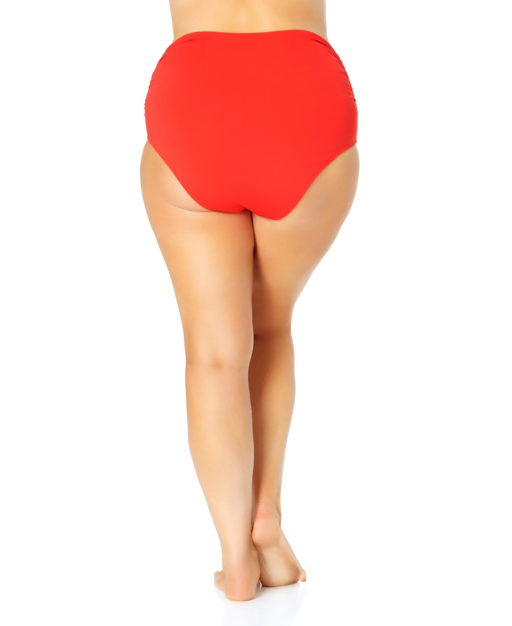 Anne Cole Plus - Convertible High Waist Shirred Swim Bottom
