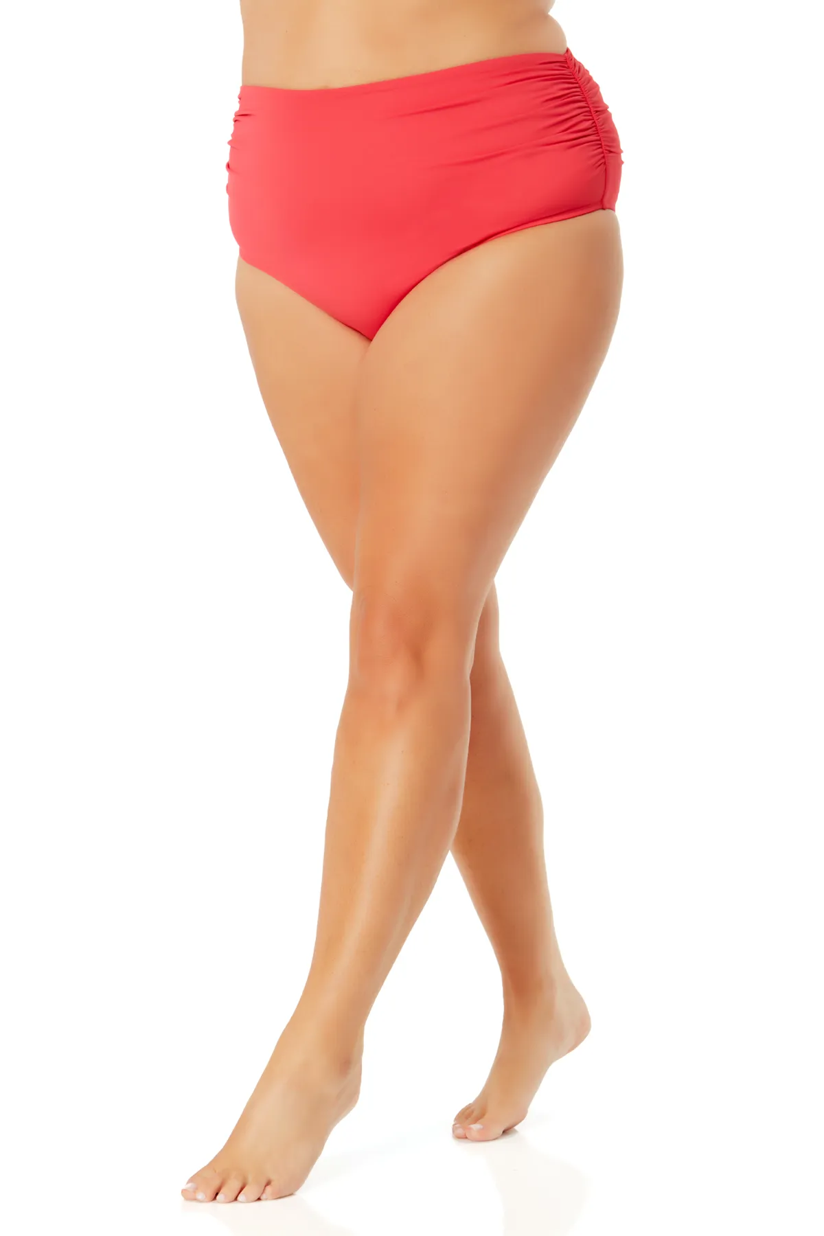 Anne Cole Plus - Convertible High Waist Shirred Swim Bottom
