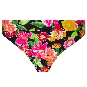 Antigel 'La Feminissima' Fold-Down Bikini Brief in Rose Améthyste (Floral on Black)