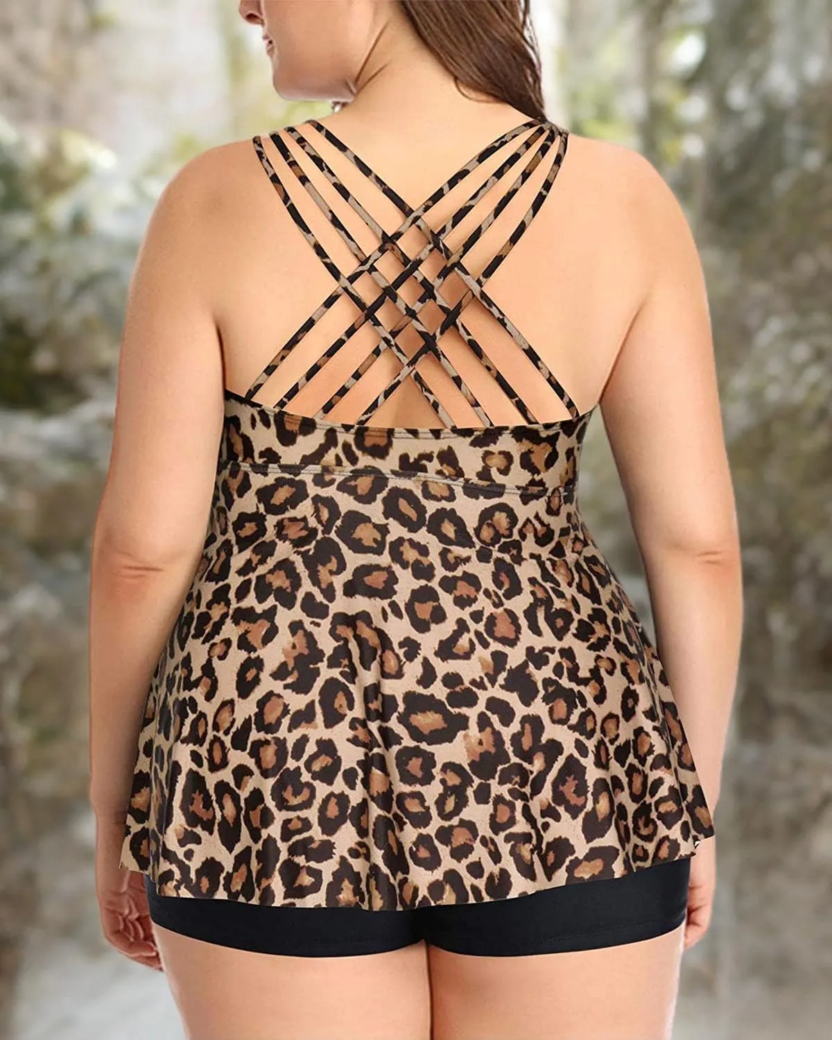 Aqua Eve Plus Size Swimsuits with Shorts Two Piece Tankini for Women Flowy Bathing Suits Athletic Swimwear