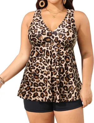 Aqua Eve Plus Size Swimsuits with Shorts Two Piece Tankini for Women Flowy Bathing Suits Athletic Swimwear