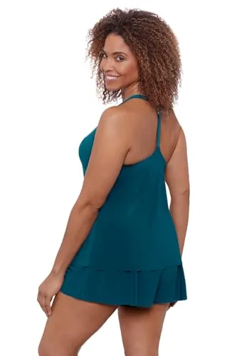 Aqua Green Women's Standard Y-Back Tankini Top, Seeing Spots