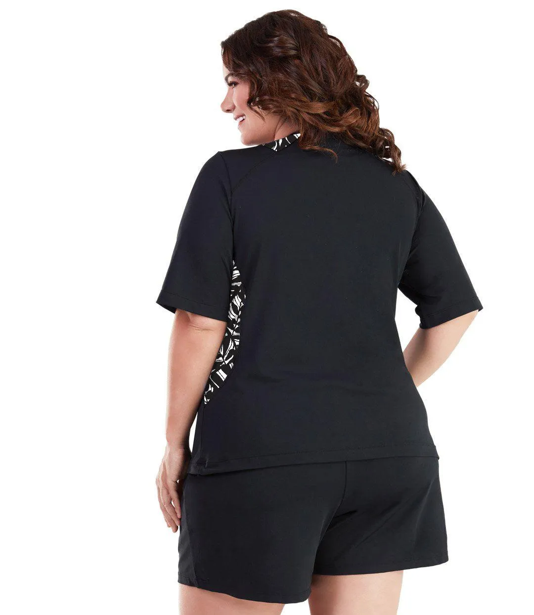 AquaSport Color Block Swim Tee Tropical Black - FINAL SALE