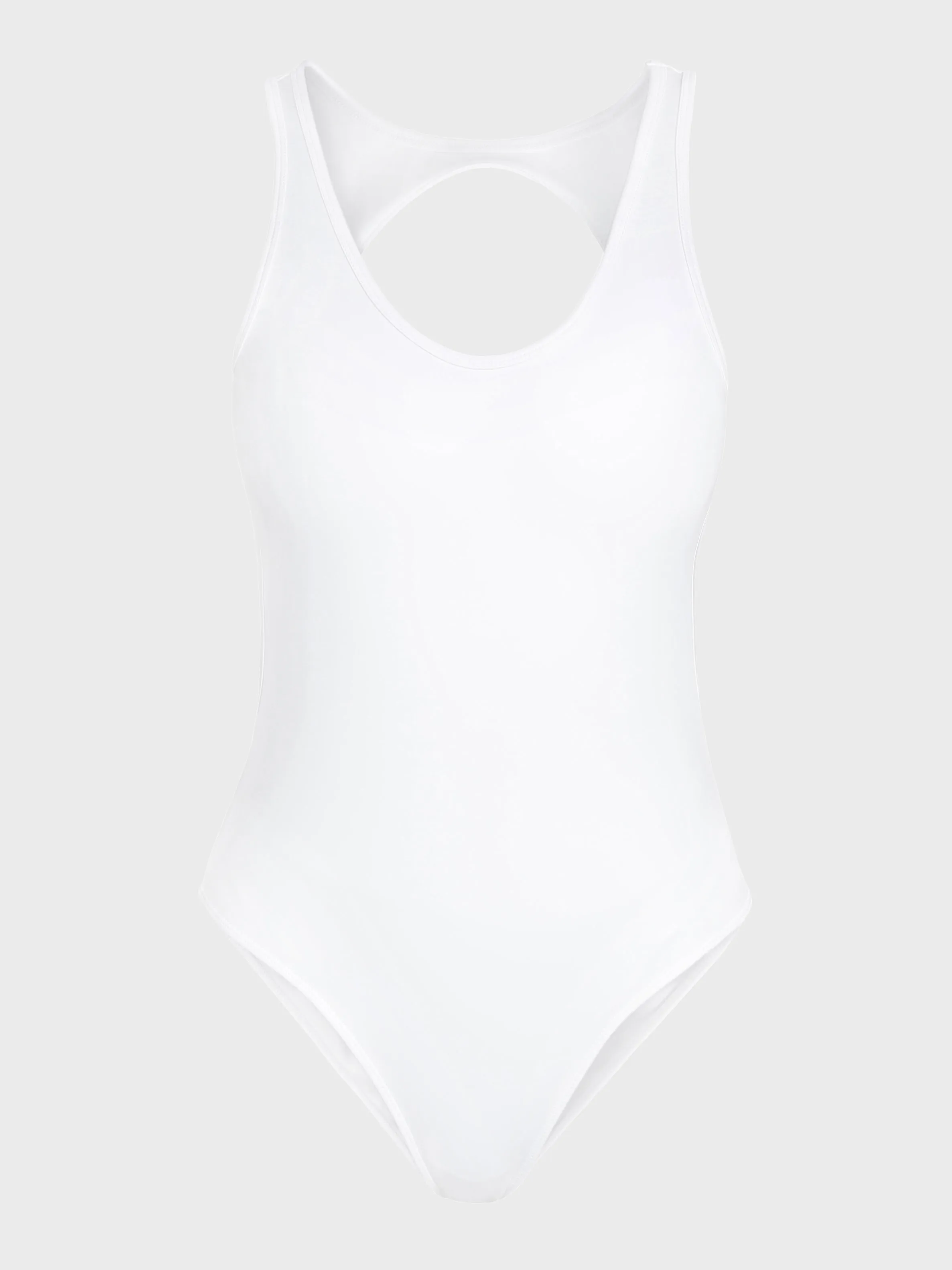 Athletic neoprene one piece open back bathing suit