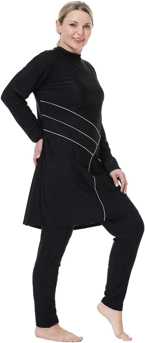 AWIBMK Muslim Swimsuits for Women Plus Size Full Coverage Swimwear Modest Islamic Hijab Ladies Swimming Burkini Bathing Suit