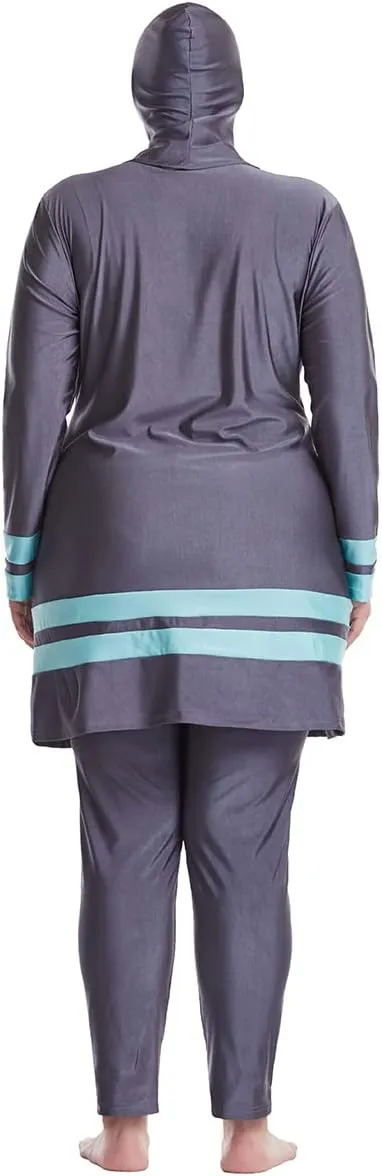 AWIBMK Muslim Swimsuits for Women Plus Size Full Coverage Swimwear Modest Islamic Hijab Ladies Swimming Burkini Bathing Suit